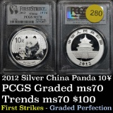 Perfection PCGS 2012 China Silver Panda 10 Yuan Graded ms70 by PCGS