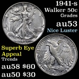 1941-s Walking Liberty Half Dollar 50c Grades Select AU A bit of golden toning