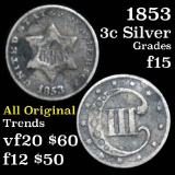 All Original 1853 3 Cent Silver 3cs Tough Denomination Grades f+