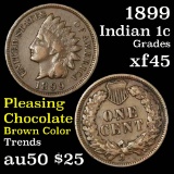 1 diamond 1899 Indian Cent 1c Full Liberty Grades xf+ Turn of the Century Indian