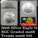 Pristine NGC 2006 Silver Eagle Dollar $1 Graded ms68 By NGC near perfect