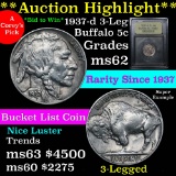 ***Auction Highlight*** 1937-d 3 Leg Buffalo Nickel 5c Graded Select Unc USCG Bucket list coin (fc)