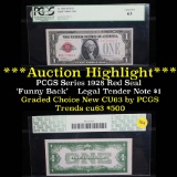 ***Auction Highlight*** Series 1928 Red seal Legal tender $1 Graded Choice New CU63 by PCGS (fc)