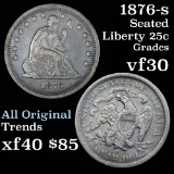 1876-s Seated Liberty Quarter 25c Grades vf++ Good Detail for the Grade