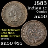 Full Liberty 1883 Indian Cent 1c 3 diamonds Grades AU, Almost Unc