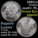 lightly frosted devices 1883-o Morgan Dollar $1 Grades Select Unc+ PL