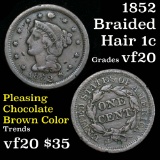 Good Detail for the Grade 1852 Braided Hair Large Cent 1c Grades vf, very fine