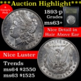 ***Auction Highlight*** 1893-p Morgan Dollar $1 Graded Select+ Unc by USCG (fc)