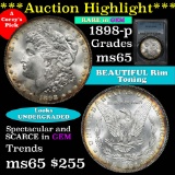 ***Auction Highlight*** Scarce in Gem 1898-p Morgan $1 Graded ms65 PCGS Beautiful toning (fc)