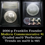 2006-p Ben Franklin Scientist Modern Commem Dollar $1 Grades ms70, Perfection