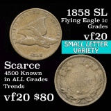 Tough 2 year type coin 1858 SL Flying Eagle Cent 1c Grades vf, very fine