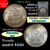 Rainbow toned reverse PCGS 1896-p Morgan Dollar $1 Graded ms64 by PCGS Dynamite example
