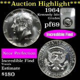 ***Auction Highlight*** Spectacular NGC 1964 Kennedy Half Dollar 50c Graded pf69 By NGC (fc)
