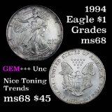 1994 Silver Eagle Dollar $1 Grades GEM+++ Unc