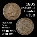 Partial Liberty 1865 Indian Cent 1c Pleasing chocolate brown color Grades vf++ Semi key date