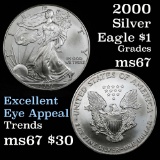 2000 Silver Eagle Dollar $1 Grades GEM++ Unc