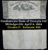 State of Georgia $10 Milledgeville April 6, 1864 Grades f+