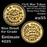 Civil War Token BW TITUS DRY GOODS 1863 VF Trenton NJ Brass Plain Edge  Grades au55 (fc)