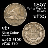 Tough 2 year type coin 1857 Flying Eagle Cent 1c Grades vf+