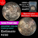 Superb toning PCGS 1880-s Morgan Dollar $1 Graded ms63 by PCGS Semi PL