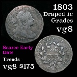 1803 Draped Bust Large Cent 1c Tough Coin Grades vg, very good Pleasing Chocolate Brown Color (fc)