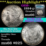 ***Auction Highlight*** 1884-p Morgan Dollar $1 Terrific gold rim toning Graded ms66 By ICG (fc)