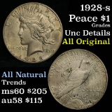 Nice eye appeal, but something is wrong with the luster 1928-s Peace Dollar $1 Grades Unc Details