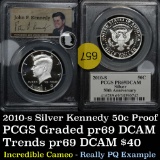 PCGS 2010-s Silver Proof Kennedy Half 50c Great cameo Graded pr69dcam PCGS Really PQ example