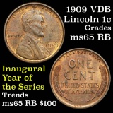 Blazing luster 1909 VDB Lincoln Cent 1c Grades GEM Unc RB