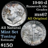 Nice Toning 1946-d Roosevelt Dime 10c very clean Grades GEM++ Unc