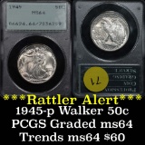 Rattler PCGS 1945-p Walking Liberty Half 50c spectacular luster Graded ms64 by PCGS upgrade likely