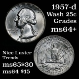 Blast White 1957-d Washington Quarter 25c Frosty Luster Grades Choice+ Unc