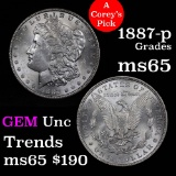 Beautiful gem example 1887-p Morgan Dollar $1 blast white Grades GEM Unc superb eye appeal (fc)