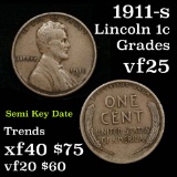 Much better Date 1911-s Lincoln Cent 1c Grades vf+