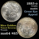 beautiful luster 1883-o Morgan Dollar $1 lightly toned reverse Grades Choice Unc semi PL reverse