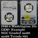 Great gem+ example of the NGC 1946-s Washington Quarter 25c Graded ms66 By NGC