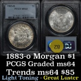 Light toning PCGS 1883-o Morgan Dollar $1 great luster Graded ms64 by PCGS good eye appeal