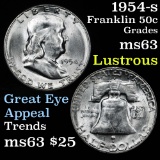 Better Date 1954-s Franklin Half Dollar 50c Grades Select Unc