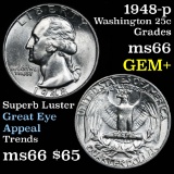 1948-p Washington Quarter 25c flashy luster Grades GEM+ Unc great eye appeal