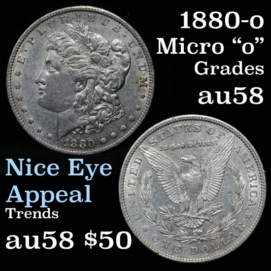 1880-o Micro 'o' Morgan Dollar $1 Grades Choice AU/BU Slider