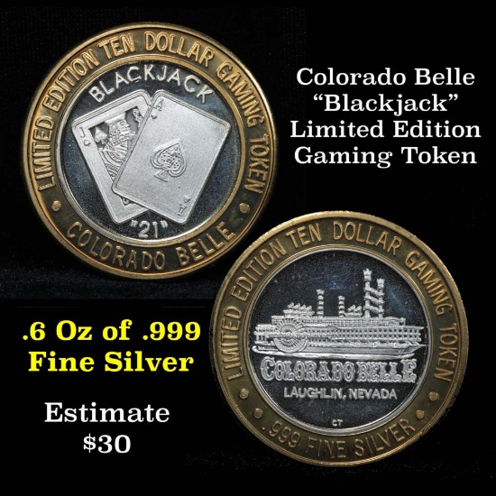 Limited Edition  $10 gaming token .999 fine Silver Casino Blackjack