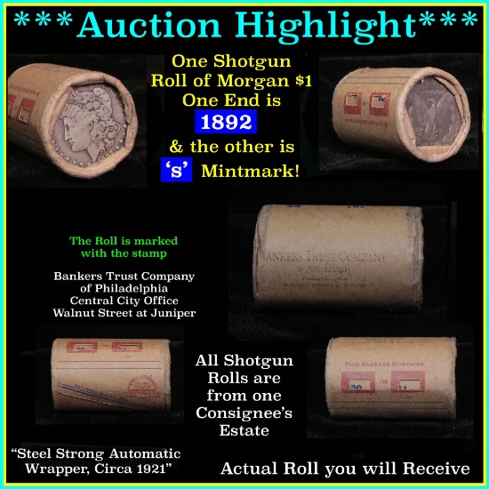 ***Auction Highlight*** Morgan dollar roll ends 1892 & 's', better than average circ (fc)