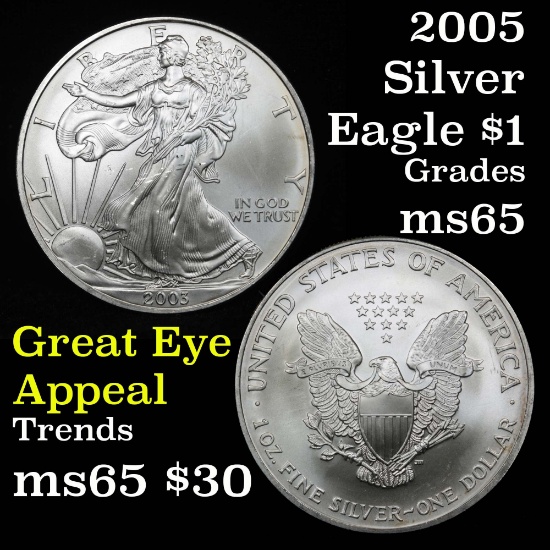 2003 Silver Eagle Dollar $1 Grades GEM Unc