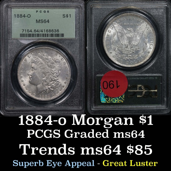 PCGS 1884-o Morgan Dollar $1 Graded ms64 by PCGS