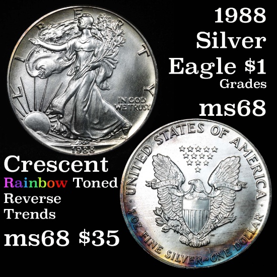 1988 Silver Eagle Dollar $1 Grades GEM+++ Unc