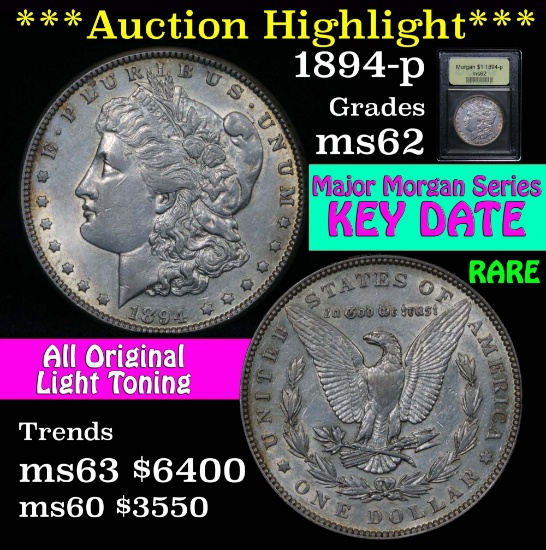 ***Auction Highlight*** 1894-p Morgan Dollar $1 Graded Select Unc by USCG (fc)
