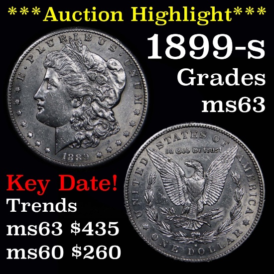 ***Auction Highlight*** Key Date 1889-s Morgan Dollar $1 Grades Select Unc Great strike (fc)