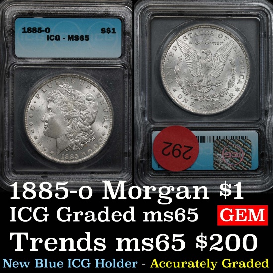 1885-o Morgan Dollar $1 Graded ms65 By ICG (fc)