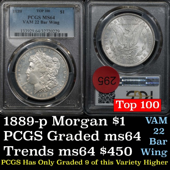 ***Auction Highlight*** PCGS 1889-p Vam 22 Bar Wing Morgan Dollar $1 Graded ms64 by PCGS (fc)