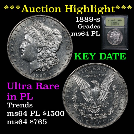 ***Auction Highlight*** 1889-s Morgan Dollar $1 Graded Choice Unc PL by USCG (fc)